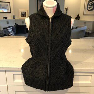 Eddie Bauer Seattle Full Zip Cable Knit Wool Blend Insulated Vest Charcoal Sz M